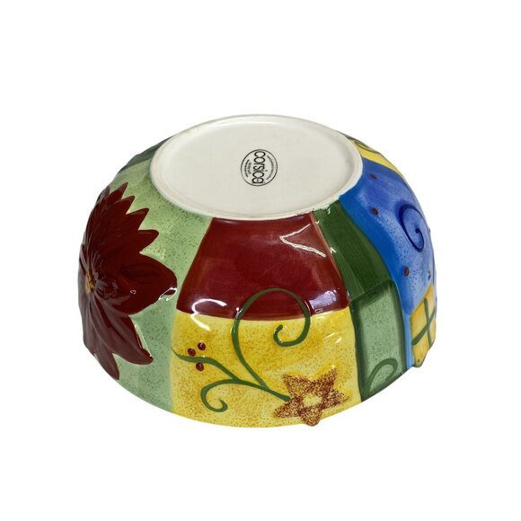 Corsica Hand-Painted Holiday Serving Bowl With Christmas Tree & Festive Design - Picture 7 of 9